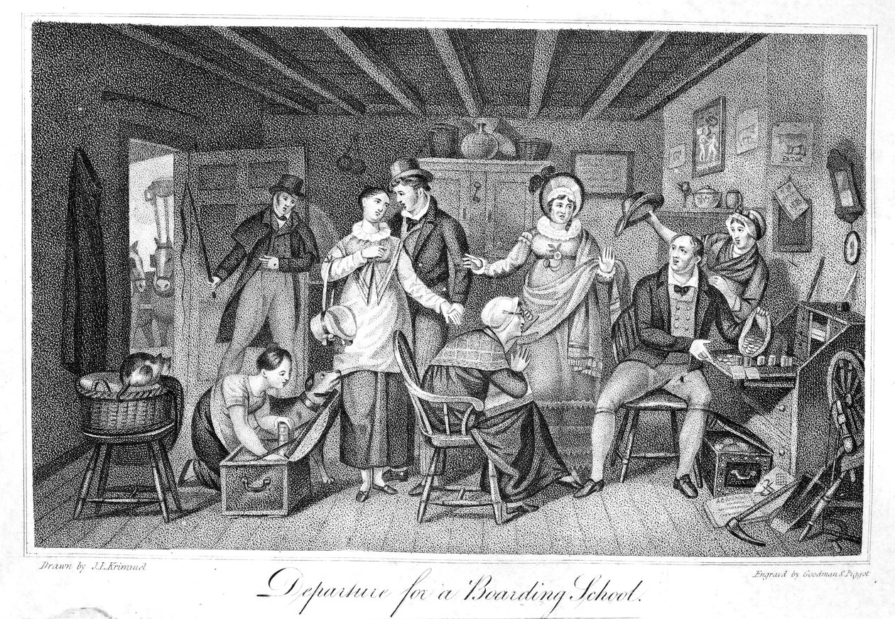 Abreise ins Internat, aus dem Analectic Magazine, Bd. 2, 1820 von American School