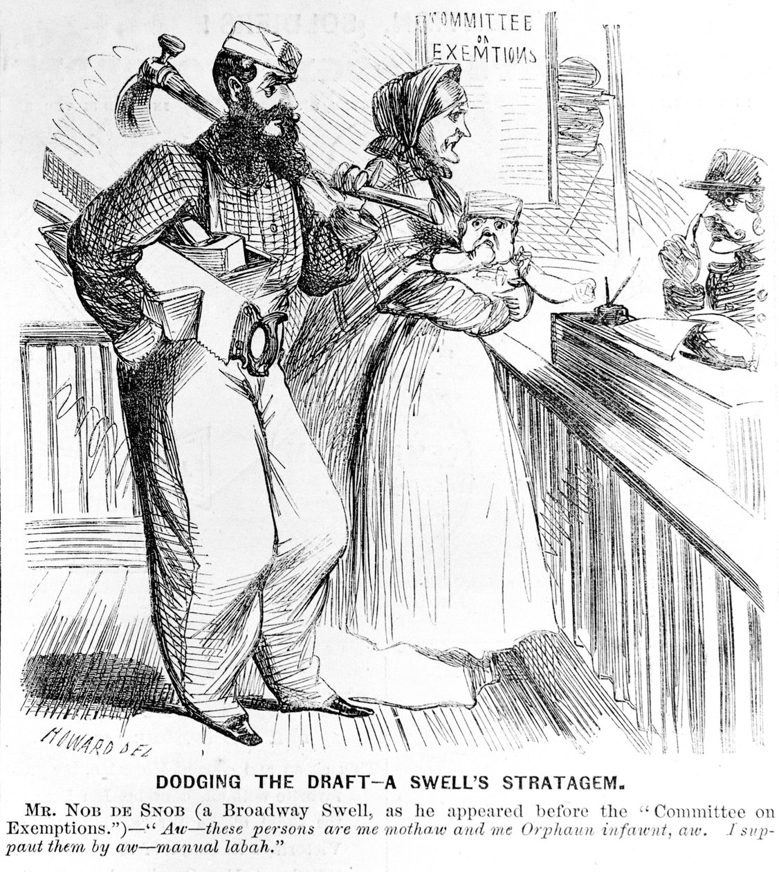 Einem Entwurf ausweichen - Eine Strategie eines Dandys, aus Frank Leslies Illustrated Newspaper, 19. September 1863 von American School