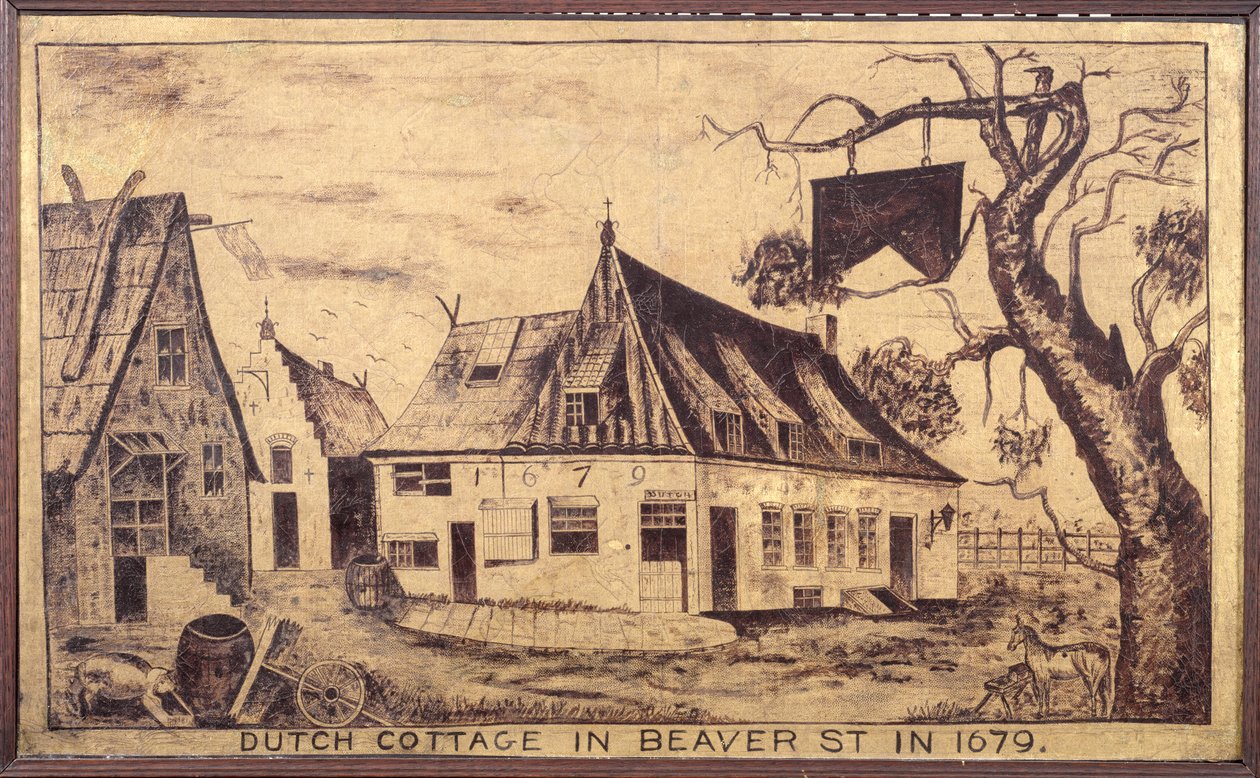 Niederländisches Häuschen in der Beaver Street im Jahr 1679, ca. 1853 von American School
