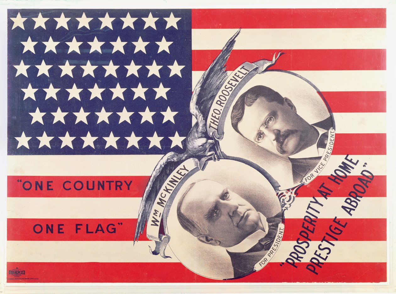 Wahlplakat für die amerikanische Präsidentschaftswahl 1900 von American School