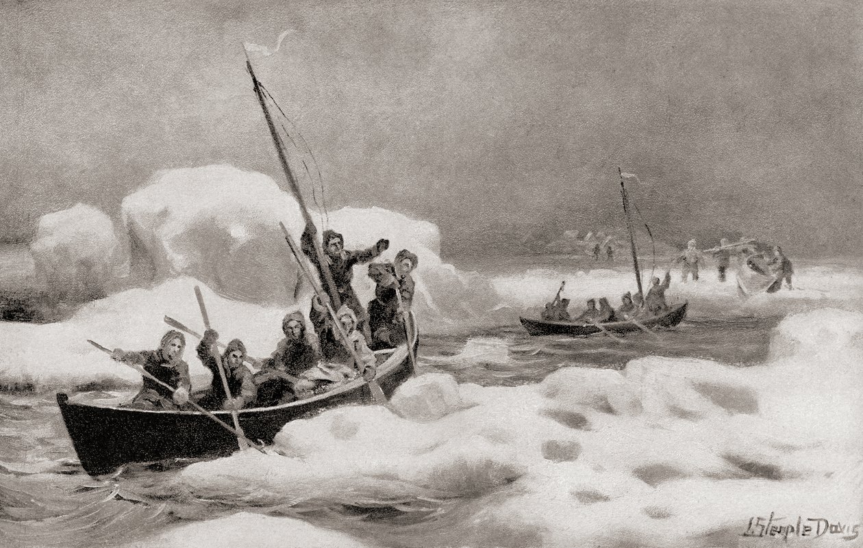 Elisha Kent Kane, Leiter der Zweiten Grinnell-Expedition von 1853, auf der Suche nach der verlorenen Expedition von Captain Sir John Franklin in den arktischen Regionen, aus Die Geschichte unseres Landes, veröffentlicht 1905 (Lithographie) von American School