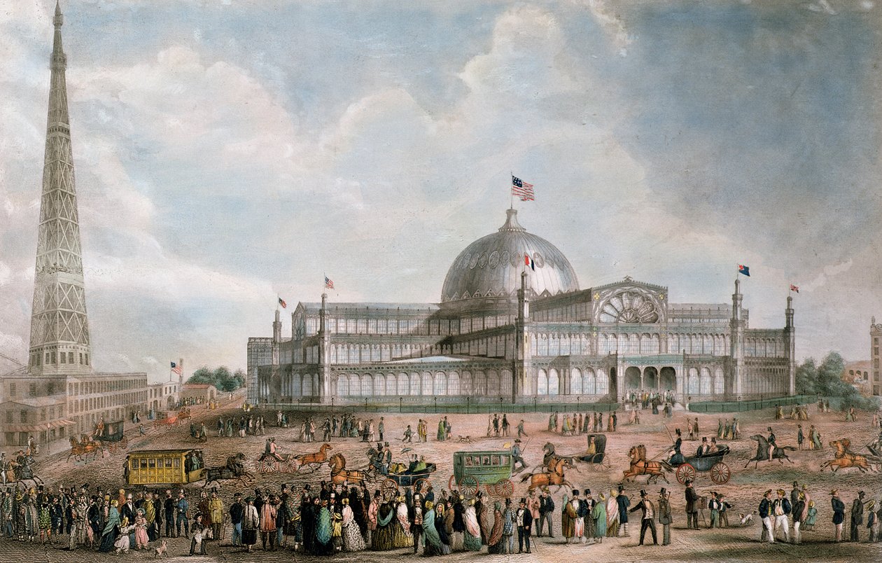 Außenansicht des New York Crystal Palace, 1853 von American School