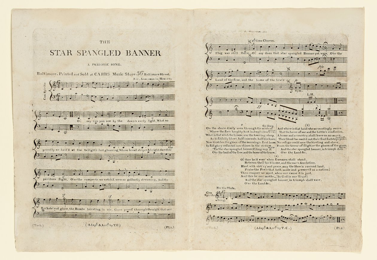 Erstausgabe der Noten für "The Star Spangled Banner. Ein patriotisches Lied von American School