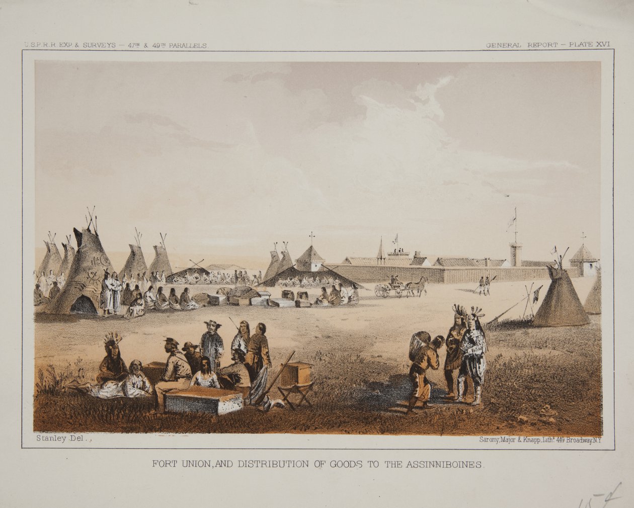 Fort Union und Verteilung von Waren an die Assinniboines von American School