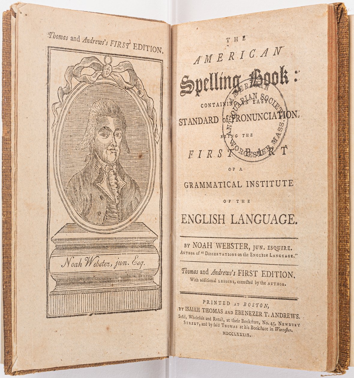 Frontispiz aus "The American Spelling Book" von Noah Webster, Boston, 1789 von American School