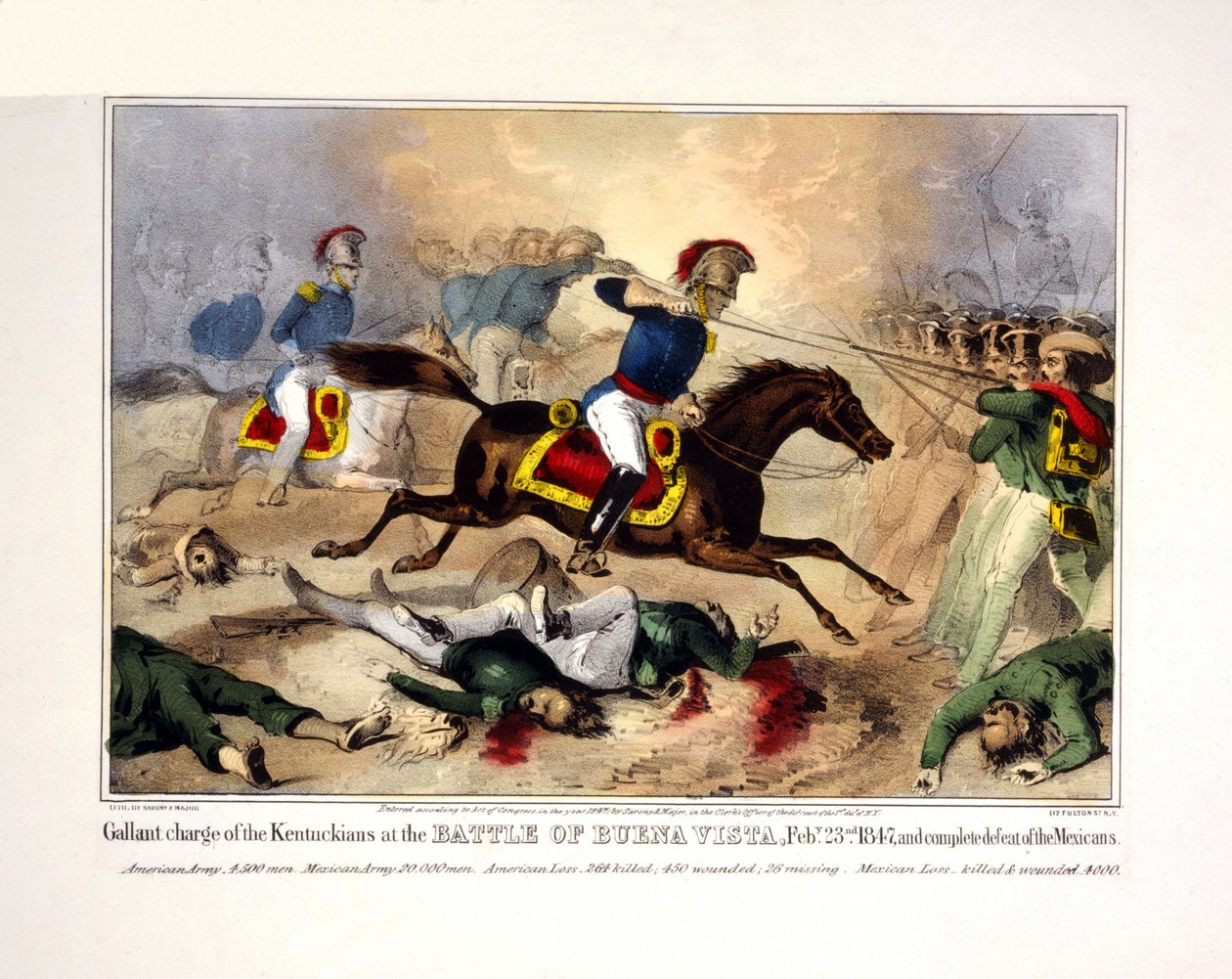 Galante Attacke der Kentuckianer in der Schlacht von Buena Vista, 23. Februar 1847 und vollständige Niederlage der Mexikaner von American School