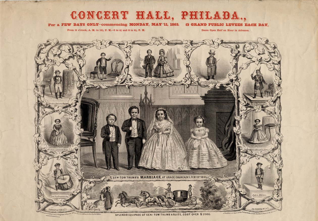 Gen. Tom Thumb und Frau, Com. Nutt und Miss Minnie Warren von American School