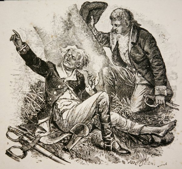 General Herkimer, verwundet und die Schlacht von Oriskany leitend von American School