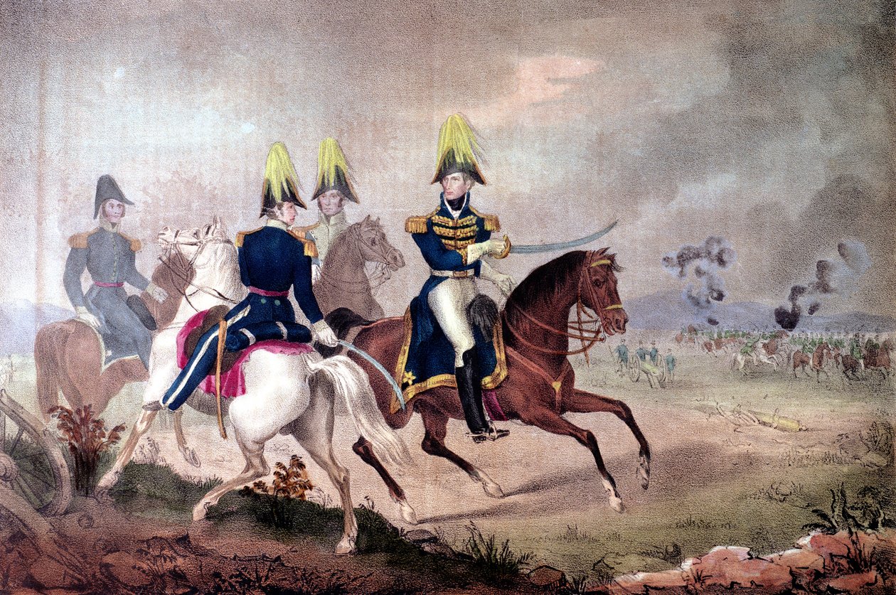 General William Henry Harrison (1773-1841) & Stab in der Schlacht am Thames in 1813 von American School