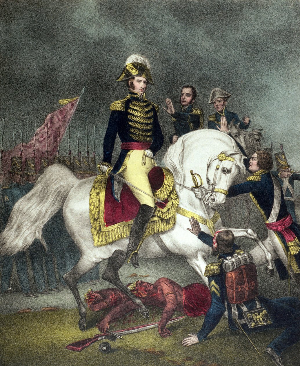 General William Henry Harrison in der Schlacht von Tippecanoe in 1811 von American School