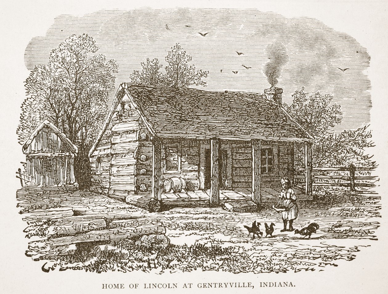 Heimat von Lincoln in Gentryville, Indiana, aus einem Buch veröffentlicht 1896 von American School