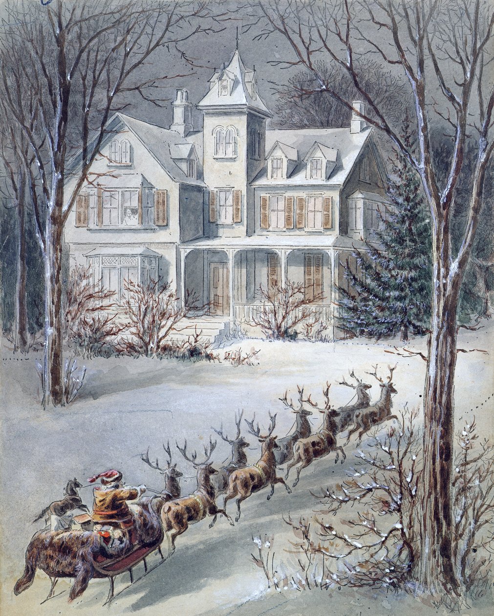 Illustration aus Twas the Night Before Christmas, geschrieben von Professor Clement Clarke Moore (1779-1863) von American School