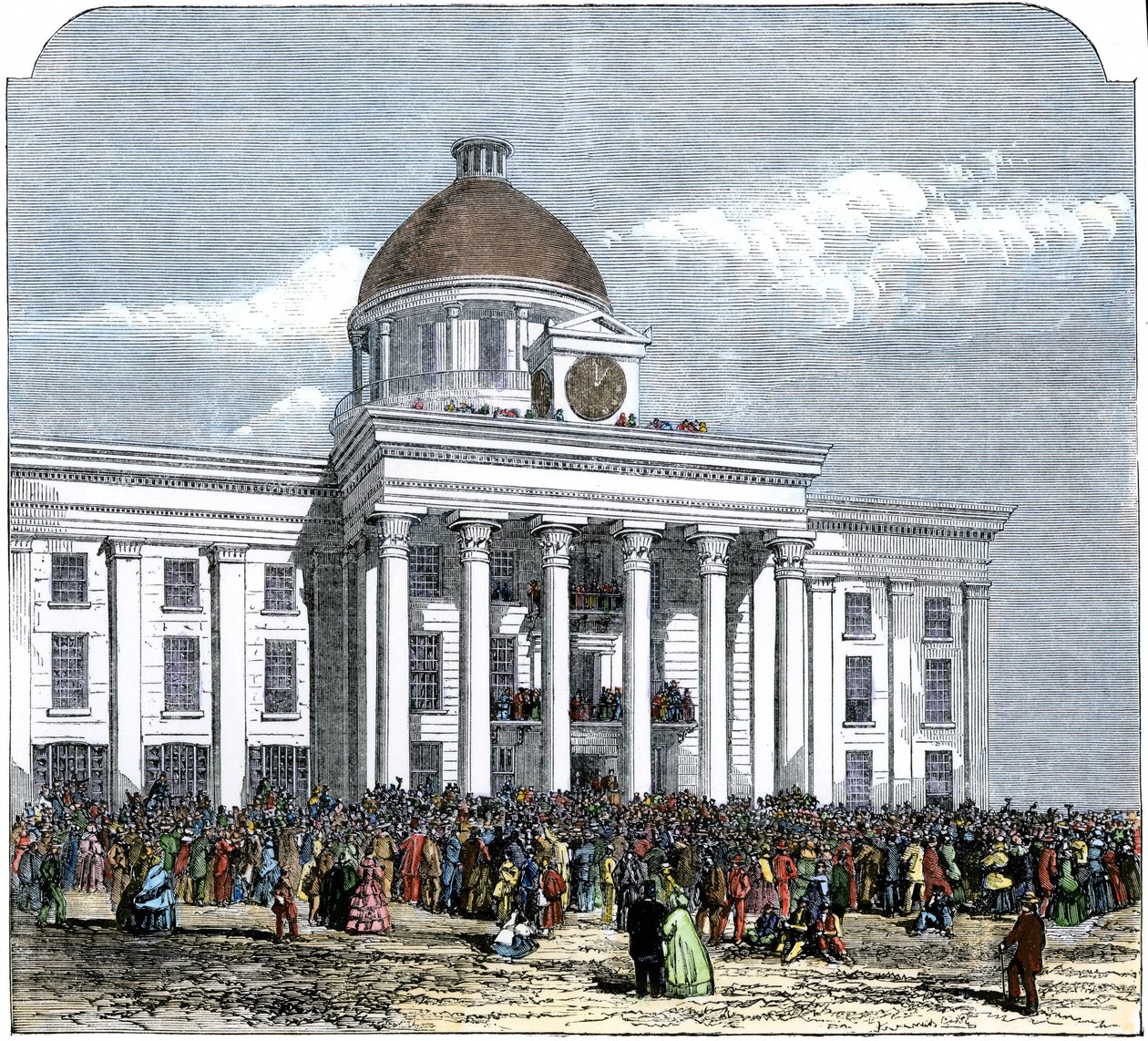 Amtseinführung von Präsident Jefferson Davis als Präsident der Konföderierten Staaten von Amerika, Montgomery City Hall, Alabama von American School