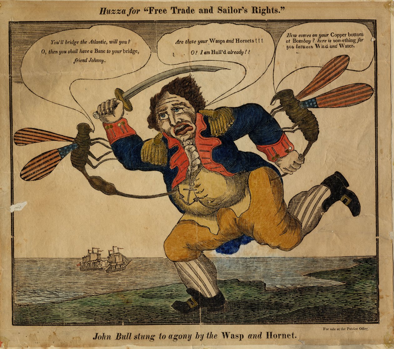 John Bull von der Wespe und Hornisse zu Tode gestochen von American School