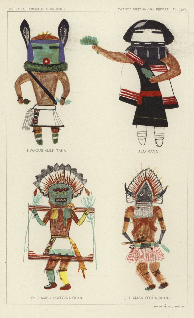 Kwacus Alek Taka, Alo Mana, Alte Maske (Katcina Clan), Alte Maske (Tcua Clan) von American School