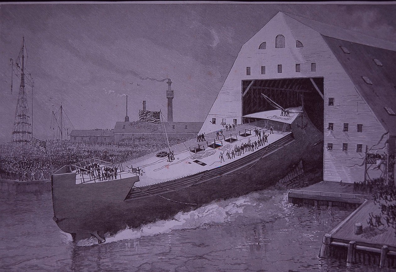 Stapellauf der USS Maine, acht Jahre bevor sie versenkt wurde von American School