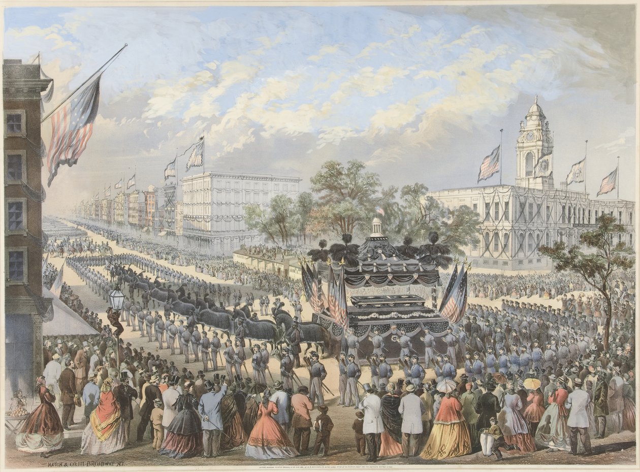 Lincolns Beerdigung, 25. April 1865, veröffentlicht 1866 von American School
