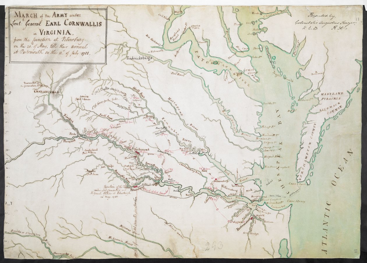 Marsch der Armee unter Generalleutnant Earl Cornwallis in Virginia, vom Zusammenschluss in Petersburg am 20. Mai bis zur Ankunft in Portsmouth am 12. Juli 1781 von American School