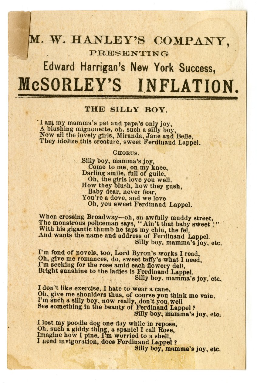 M.W. Hanleys Col präsentiert Edward Harrigans neuesten N.Y. Erfolg, McSorleys Inflation von American School