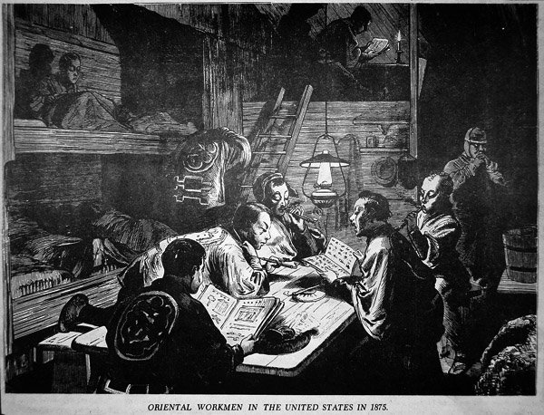 Orientalische (chinesische) Arbeiter in den Vereinigten Staaten im Jahr 1875 von American School