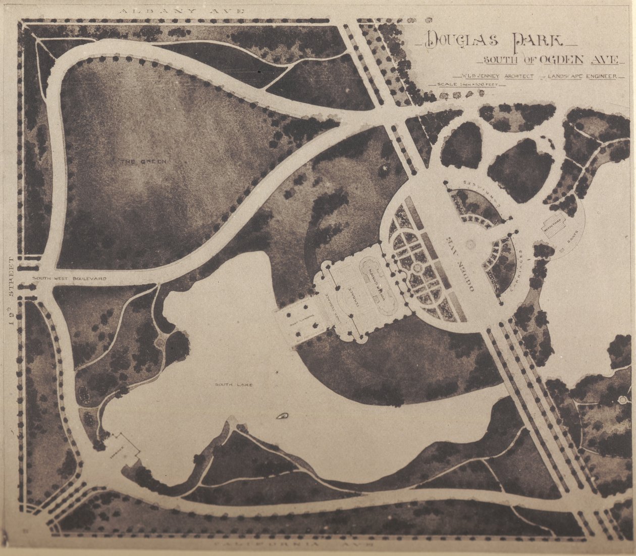 Plan des Wintergartens im Douglas-Park von American School