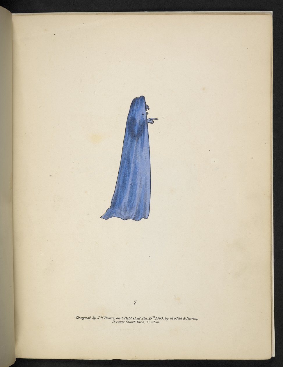 Tafel 7. Ein Geist in Blau. Spectropia; oder, Überraschende spektrale Illusionen, die überall Geister zeigen, und in jeder Farbe, etc. ser. 1. J.H. Brown 1864 von American School