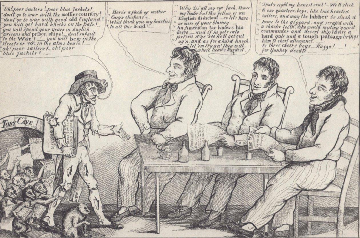 Politische Karikatur am Vorabend des Krieges von 1812, ca. 1812 von American School