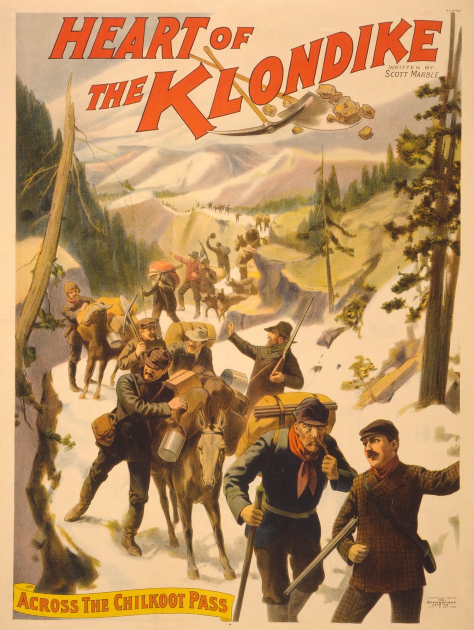 Plakatwerbung für Heart of the Klondike von Scott Marble, 1897 von American School