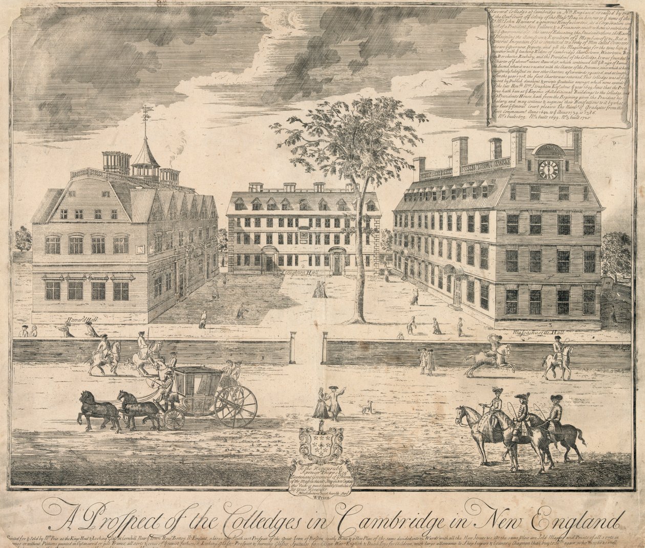 Harvard University um 1700 (Stich) von American School