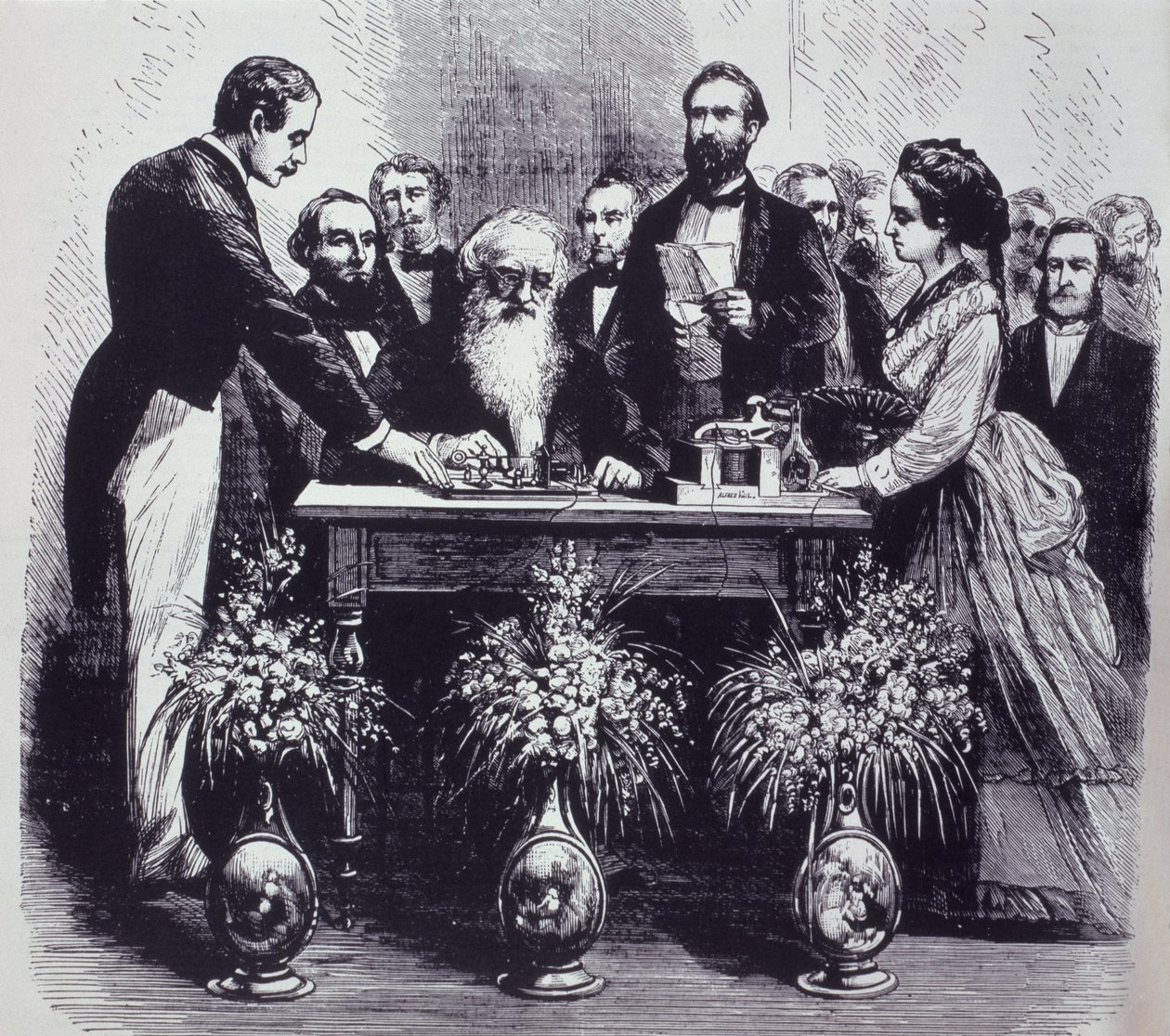 Professor Samuel Finley Breese Morse erklärt die Funktion seiner Erfindung von American School