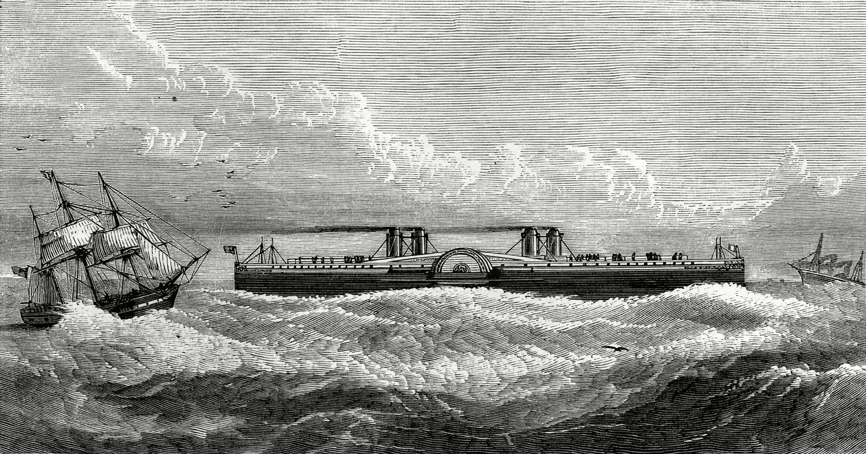 Vorgeschlagene Fährdampfer zwischen Dover und Calais, Illustration aus Appletons Journal, 4. Mai 1872 von American School