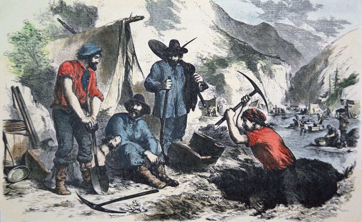 Goldsucher während des kalifornischen Goldrauschs von 1849 von American School