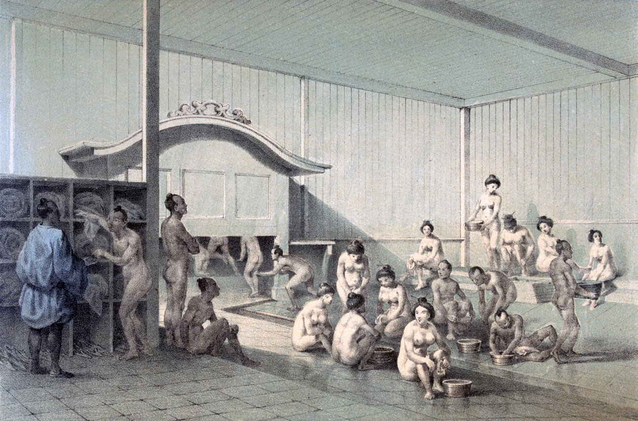 Öffentliches Bad in Simoda, 1856 von American School