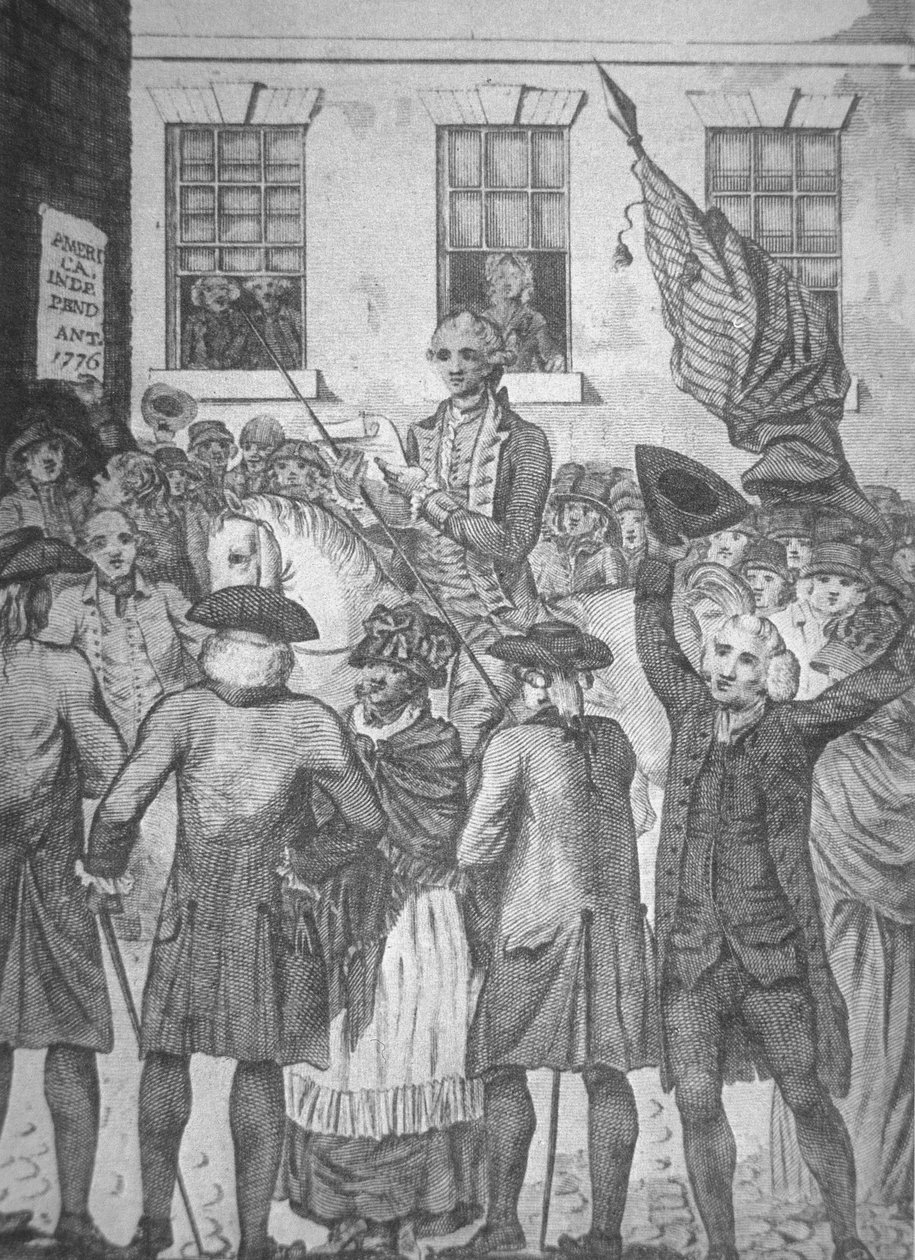 Verlesung der Unabhängigkeitserklärung an die Öffentlichkeit im Jahr 1776 von American School