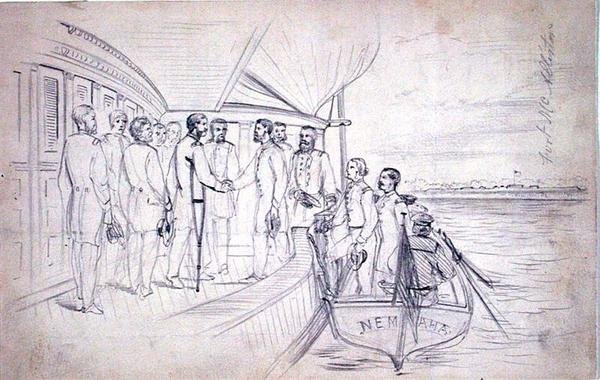 Empfang von General Sherman durch General Foster am Ogeechee River von American School