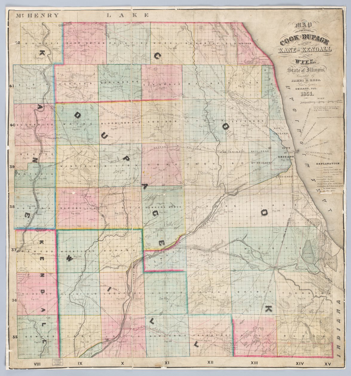 Rees Karte der Cook und DuPage Counties von American School