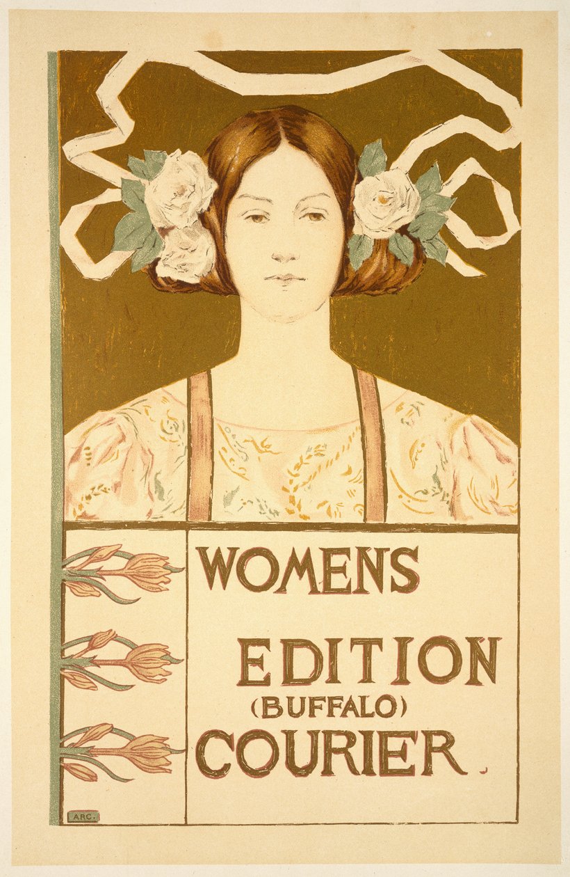 Reproduktion eines Posters zur Werbung für die Frauen-Ausgabe des Buffalo Courier von American School