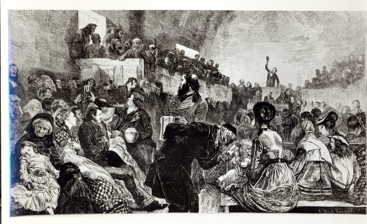 Gottesdienst im Mormonentempel in Salt Lake City, 1871 von American School