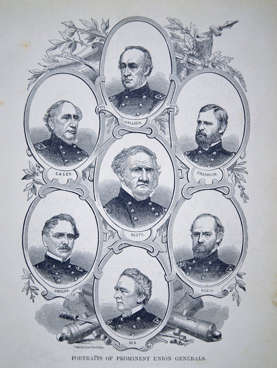 Sieben prominente Generäle aus dem Amerikanischen Bürgerkrieg von American School