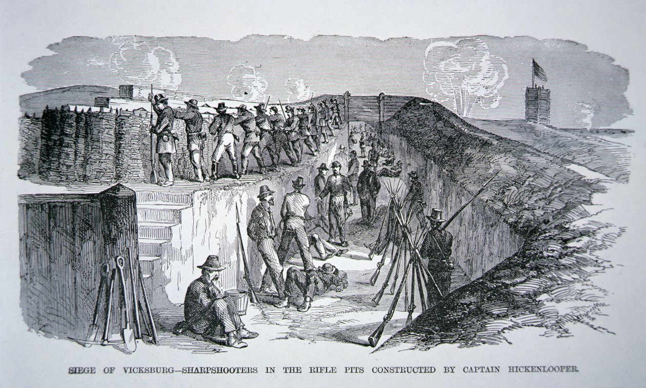 Belagerung von Vicksburg - Scharfschützen in den von General Hickenlooper errichteten Schützengräben von American School