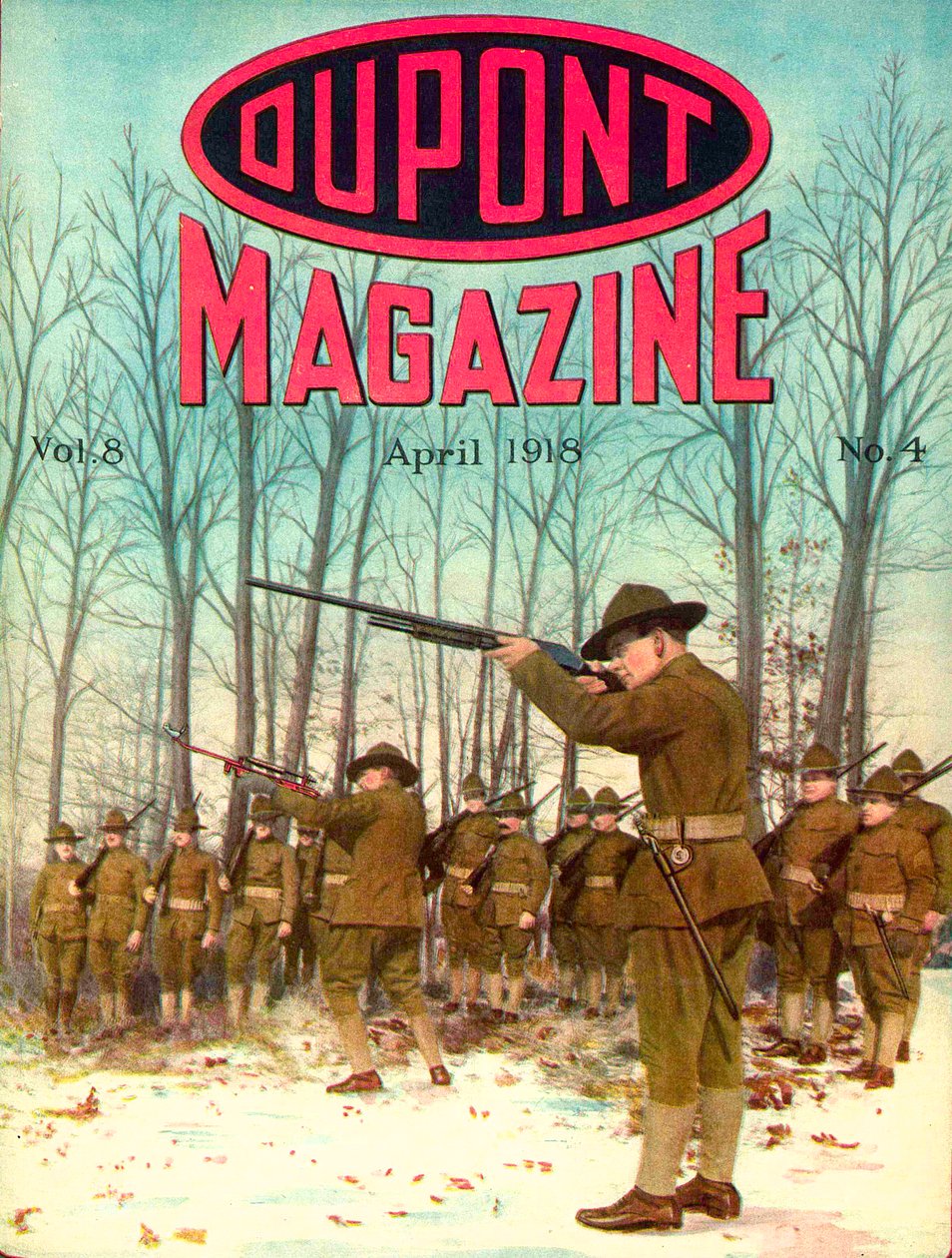 Soldaten, Titelseite des DuPont Magazins, April 1918 von American School