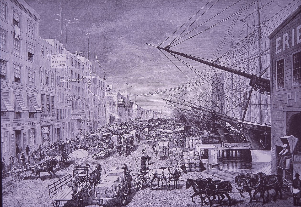 South Street Seaport in den 1870er Jahren, New York City von American School