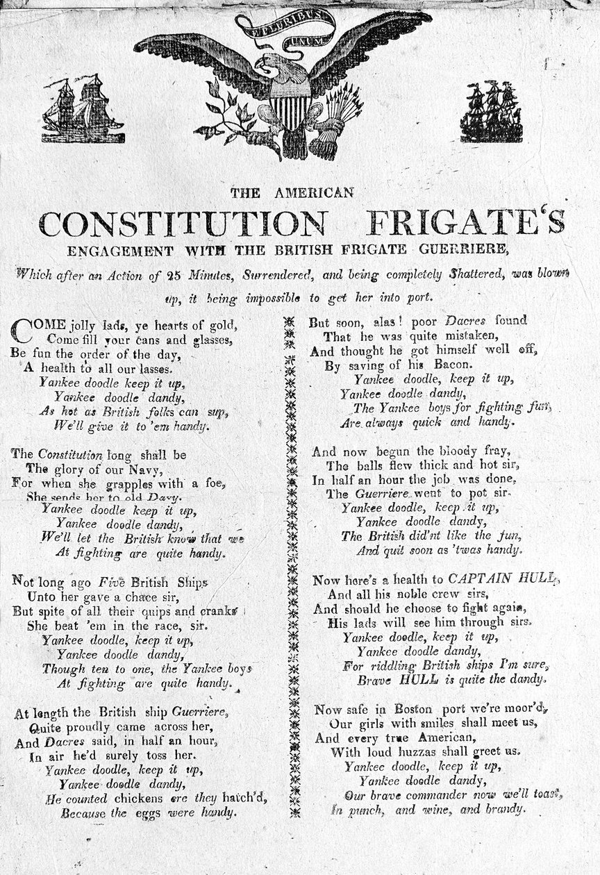 Das Gefecht der amerikanischen Fregatte Constitution mit der britischen Fregatte Guerriere von American School