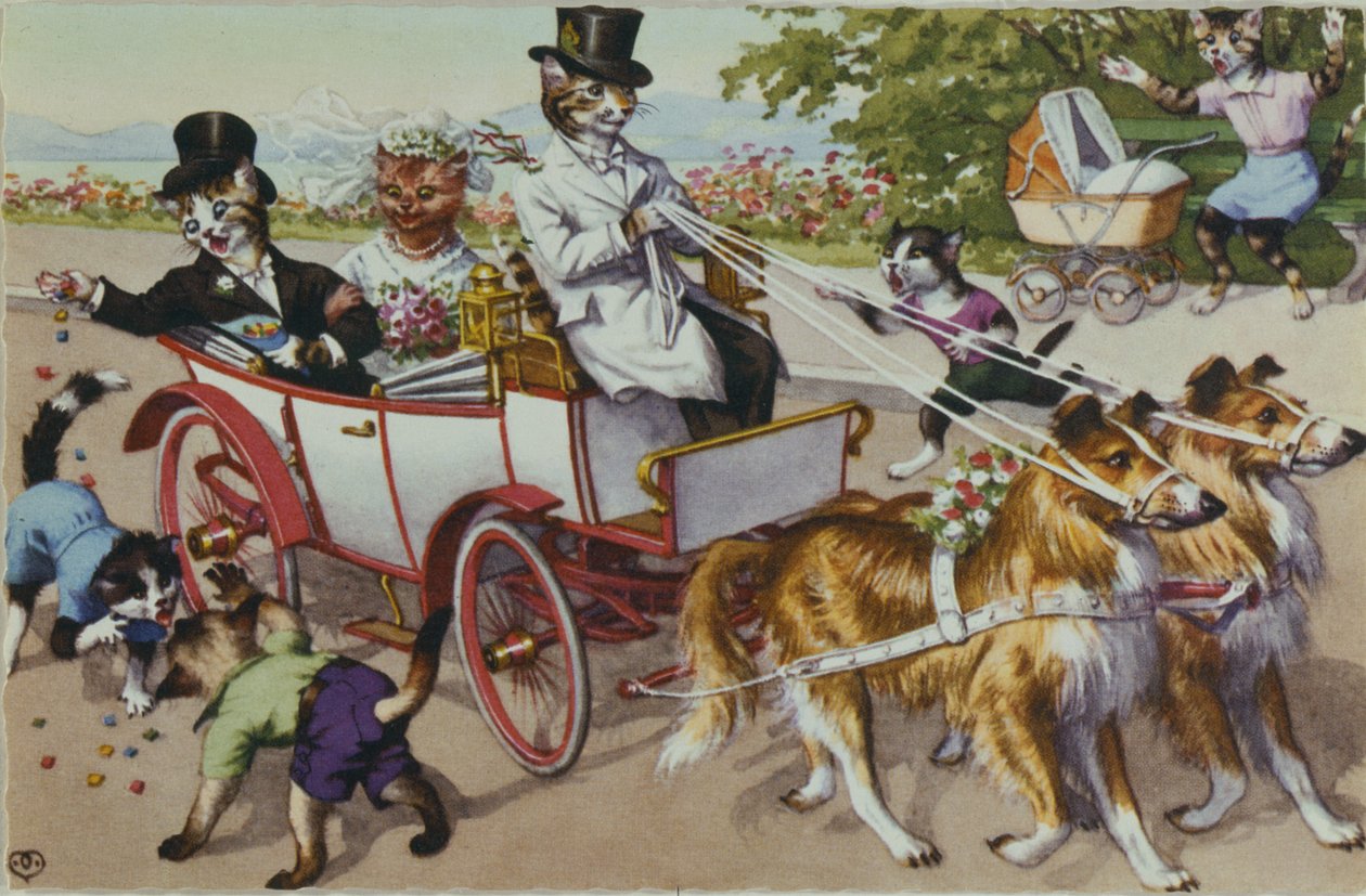 Das Brautpaar, frühe 20. Jahrhundert amerikanische Postkarte von American School