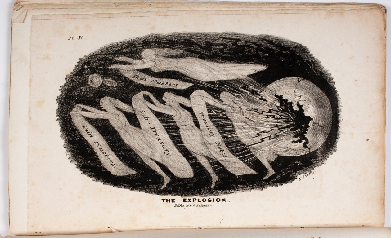 Die Explosion, Illustration aus The Vision of Judgement, or A Present for the Whigs of 76 and 37 von Junius Jr., 1938 von American School