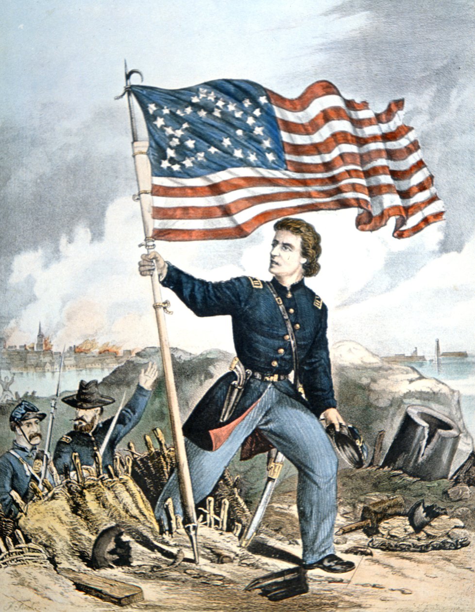 Die Flagge weht wieder über Sumter, graviert von Kimmel & Forster von American School