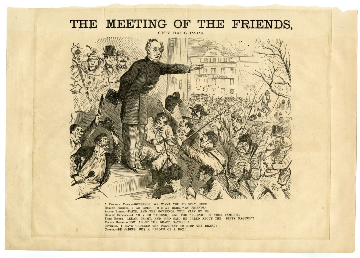 Das Treffen der Freunde, City Hall Park, 1863 von American School