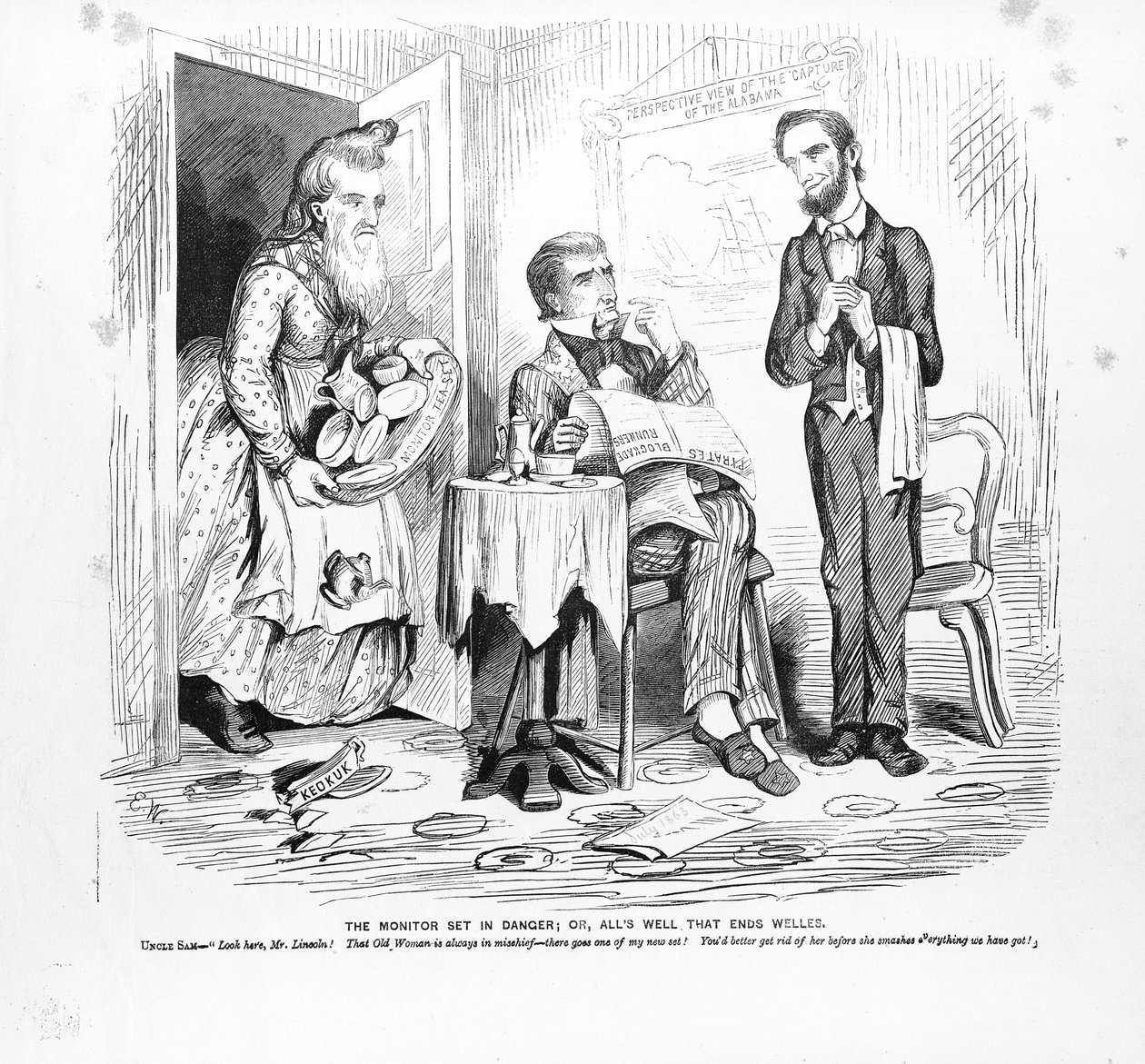 Der Monitor in Gefahr gesetzt, oder, Alles ist gut, was gut endet, ca. 1862 von American School