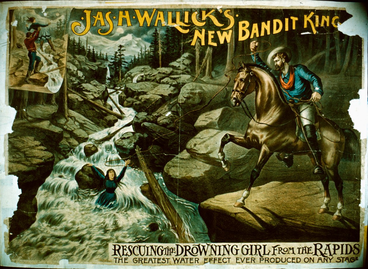 Der neue Banditenkönig rettet ein Mädchen aus den Stromschnellen, 1880er-90er von American School