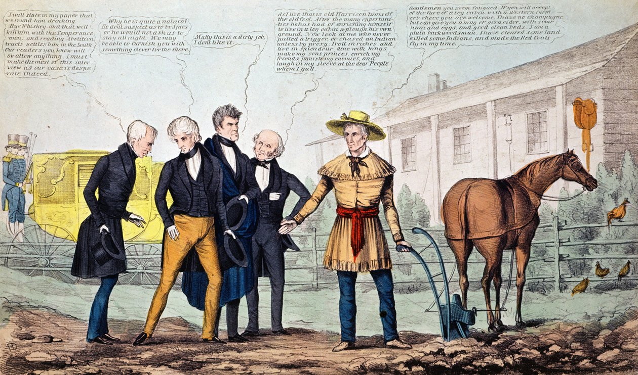 Der North Bend Farmer und seine Besucher, Karikatur veröffentlicht von H.R. Robinson, ca. 1840-42 von American School